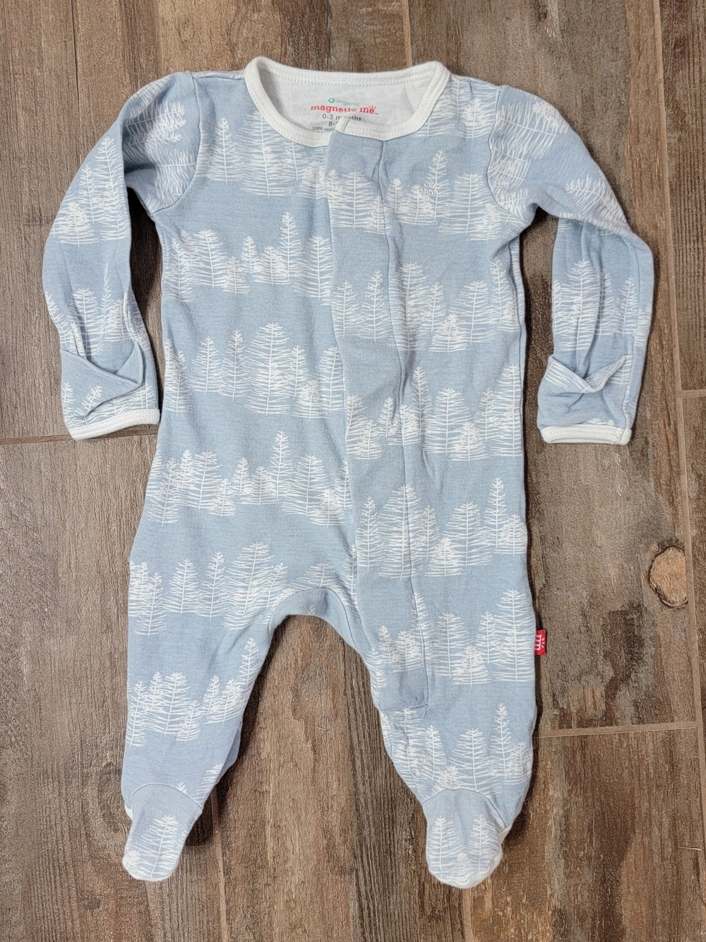 Magnetic Me Blue Footie Sleeper 0-3M Trees Woodland Organic Cotton Baby Infant